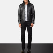 Men’s Columbus Black Leather Bomber – Sleek & Effortless