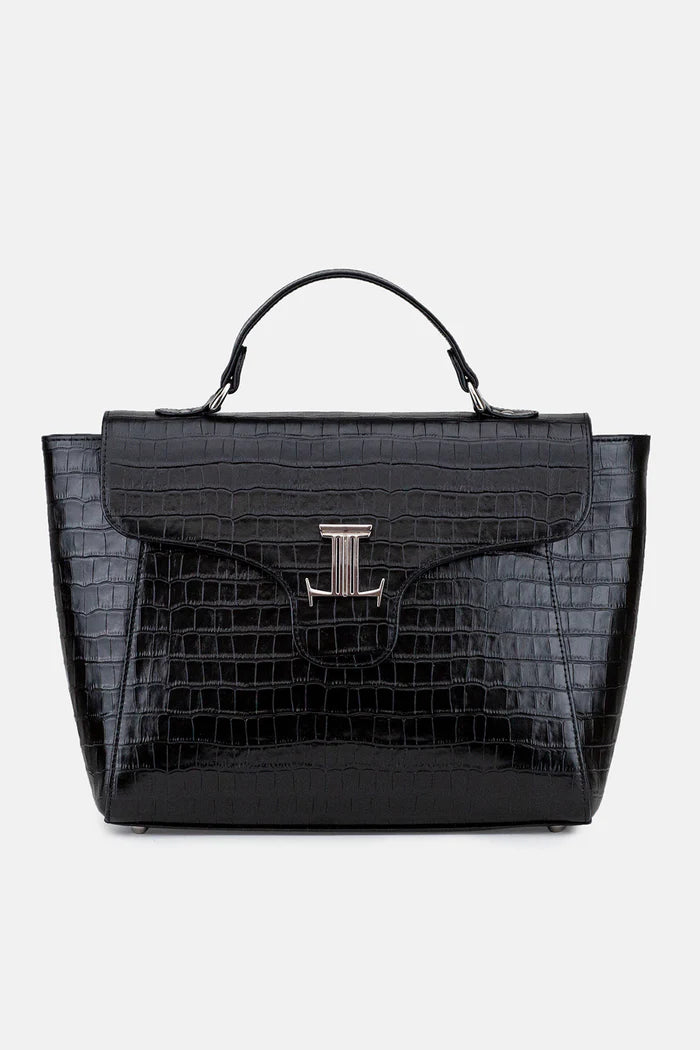Simone Leather Shoulder Bag for Women | Elegant Curved Flap Handbag