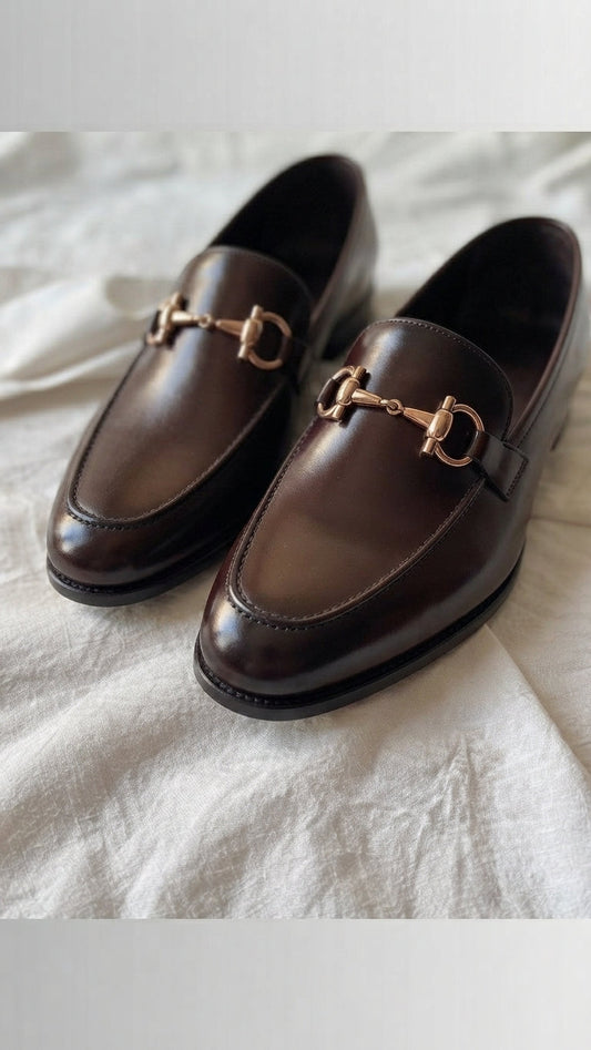 Leather Horsebit Loafers in Deep Brown