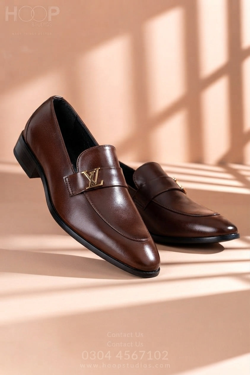 Executive Monogram Leather Loafers