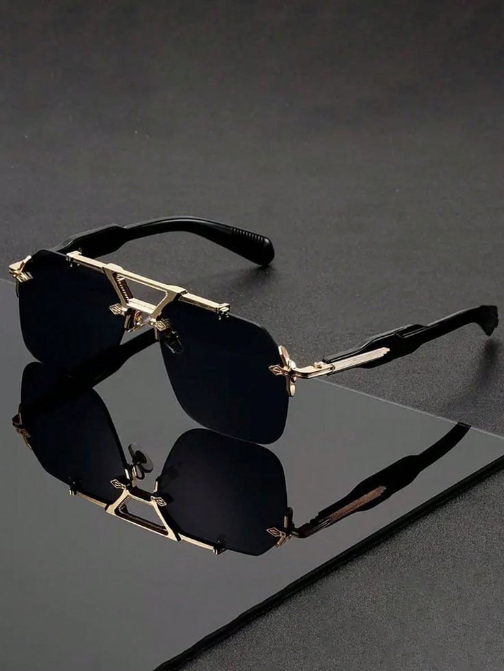 Luxury Vintage Steampunk Square Rimless Sunglasses for Men | FA LUXE