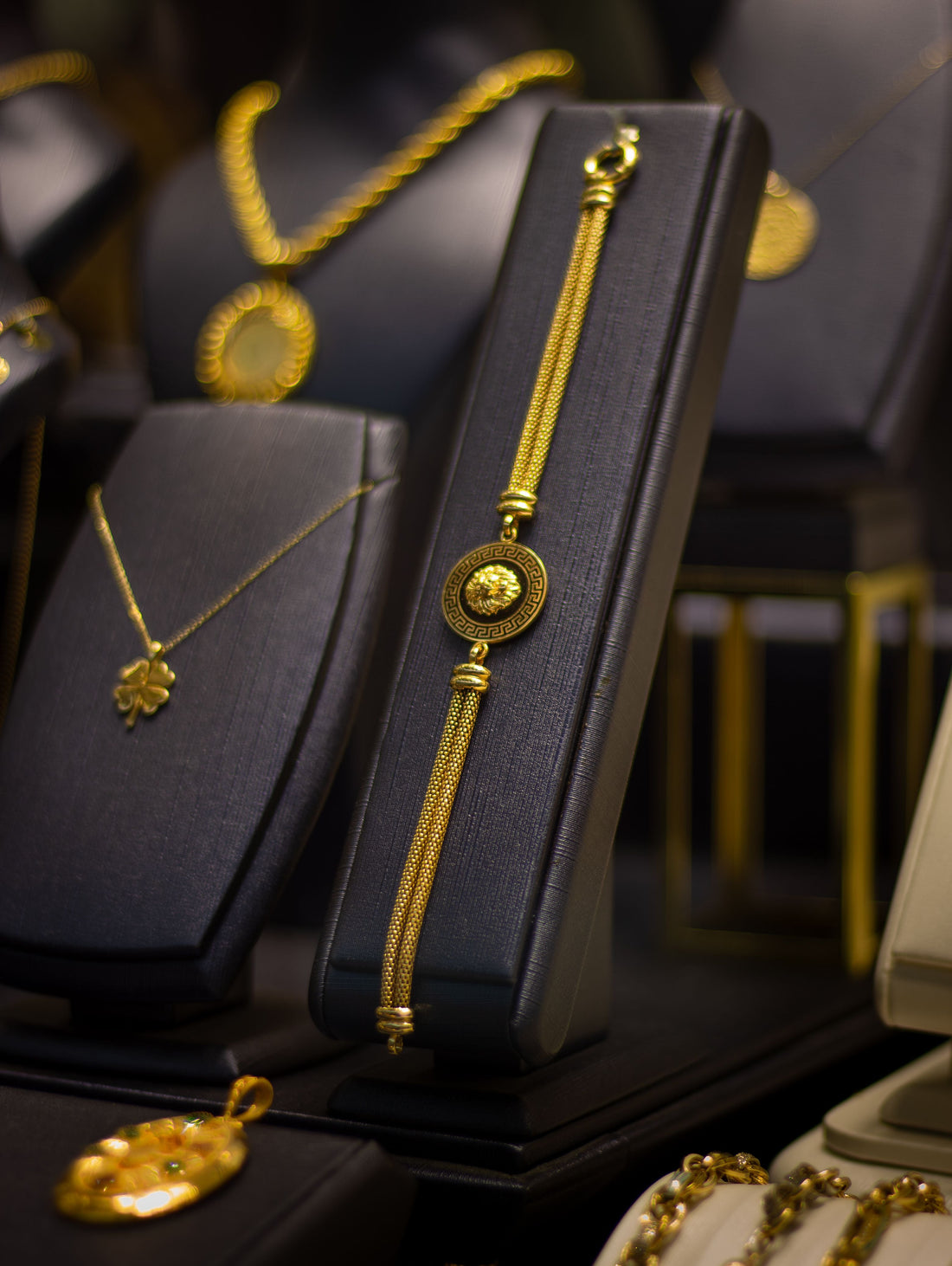 Luxury Gold Plated Greek Key Medallion Bracelet | FA LUXE