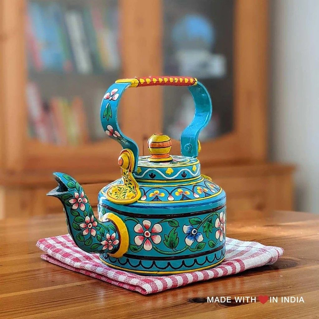 Handpainted Peacock Decorative Metal Kettle