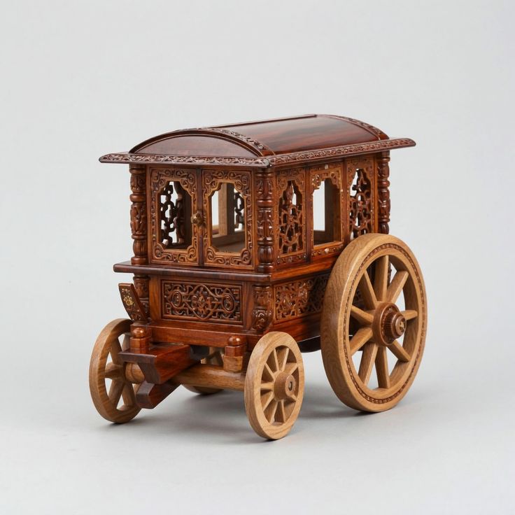 Handcrafted Wooden Royal Chariot Model