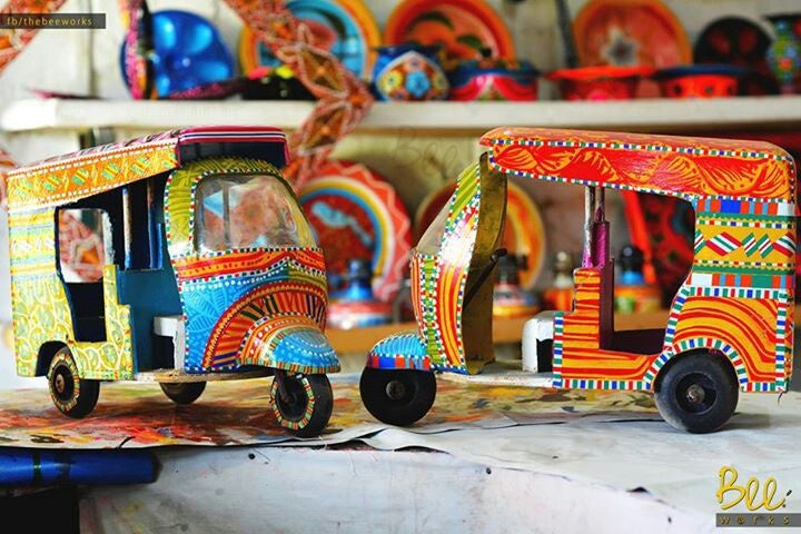 Handpainted Miniature Auto Rickshaw Model
