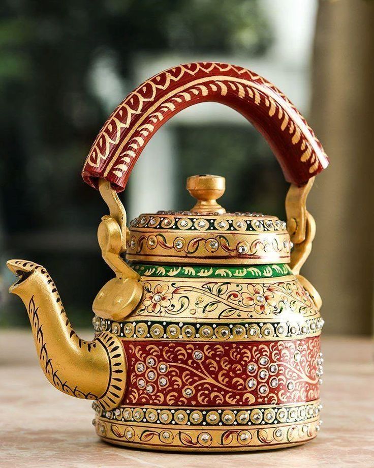 Handpainted Decorative Metal Kettle