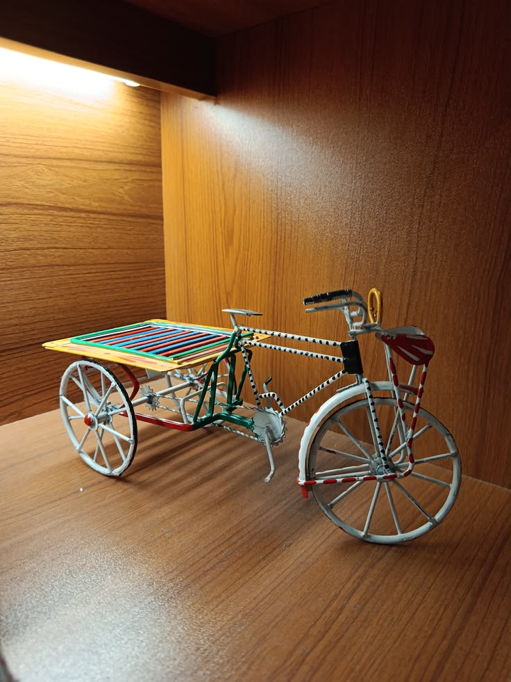Handcrafted Metal Cargo Tricycle Model