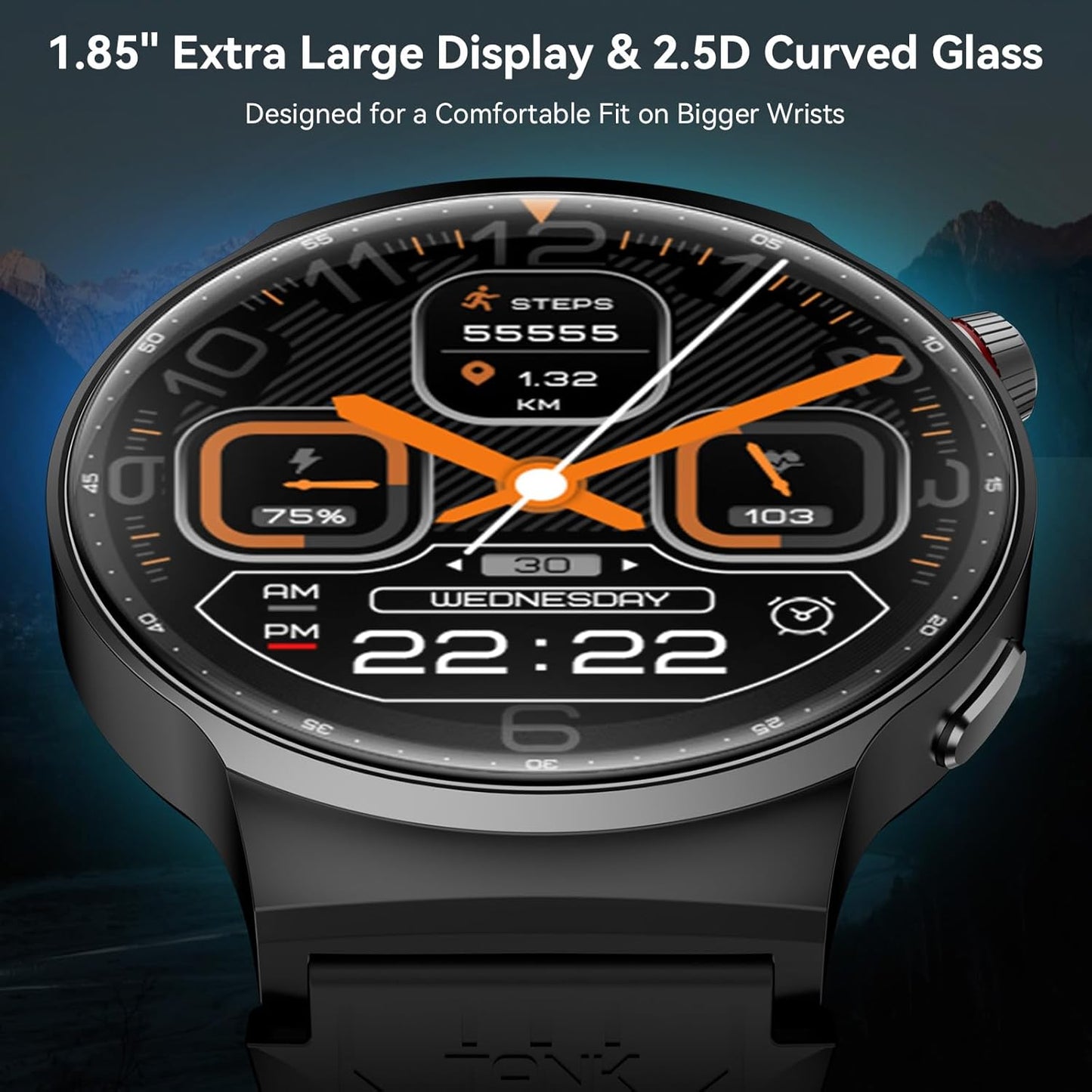 AMAZTIM Smart Watch for Men – 1.85" Display & 120-Day Battery