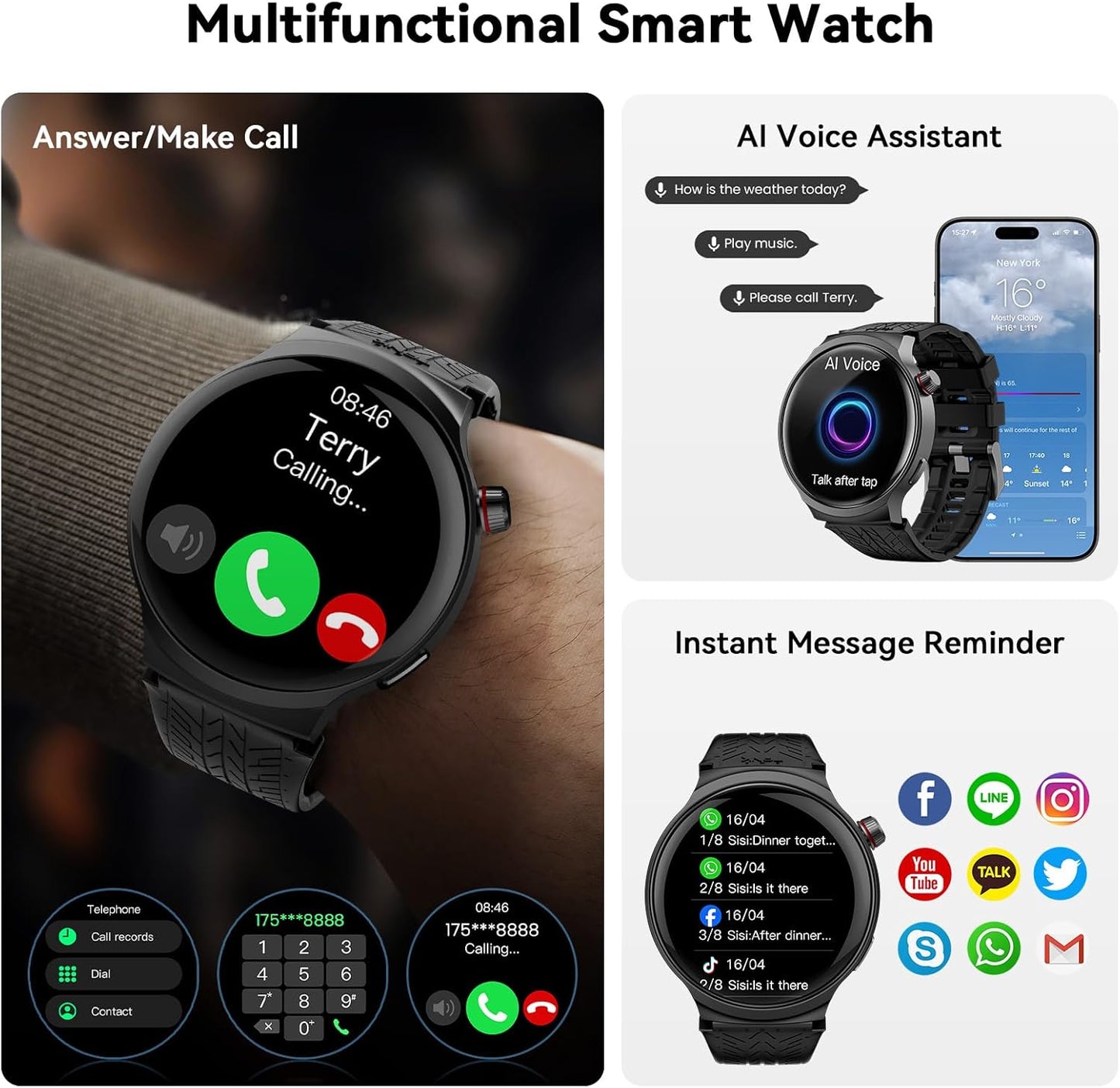 AMAZTIM Smart Watch for Men – 1.85" Display & 120-Day Battery