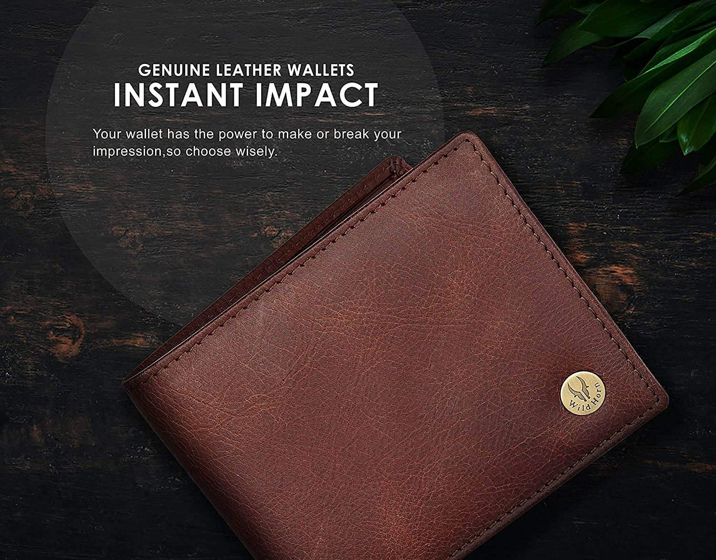 WildHorn Men's Brown Leather Wallet | Classic Crackle Finish (WH2052)