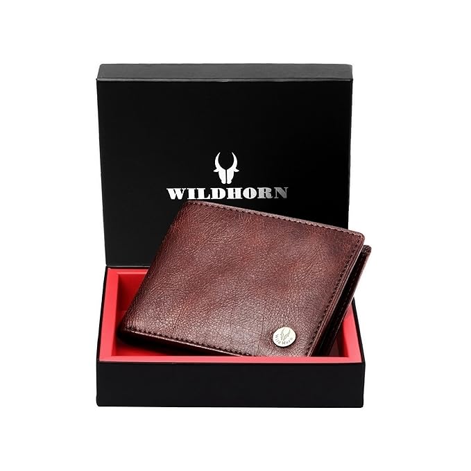 WildHorn Men's Brown Leather Wallet | Classic Crackle Finish (WH2052)