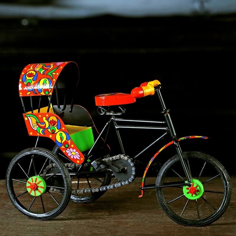Handpainted Miniature Cycle Rickshaw Model