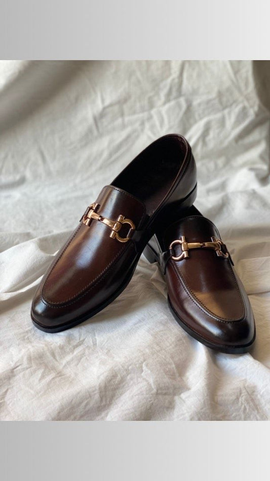 Premium Dark Brown Leather Horsebit Loafers for Men | Handcrafted Luxury