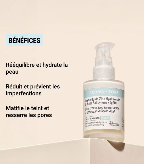 Crème Fluide Zinc & Acide Salicylique Aroma-Zone : Anti-Imperfections