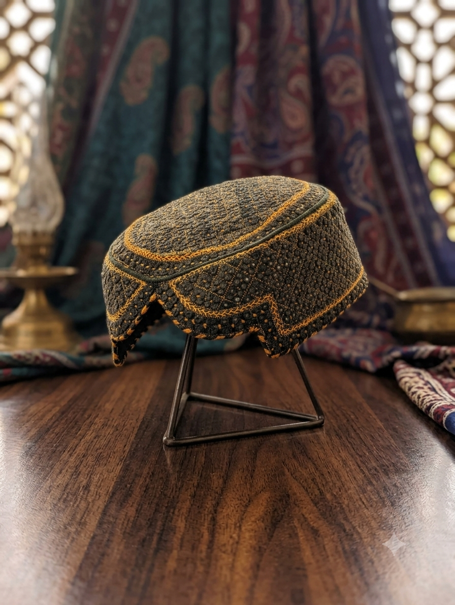 Premium Handcrafted Sindhi Topi - Traditional Embroidered Cap for Men