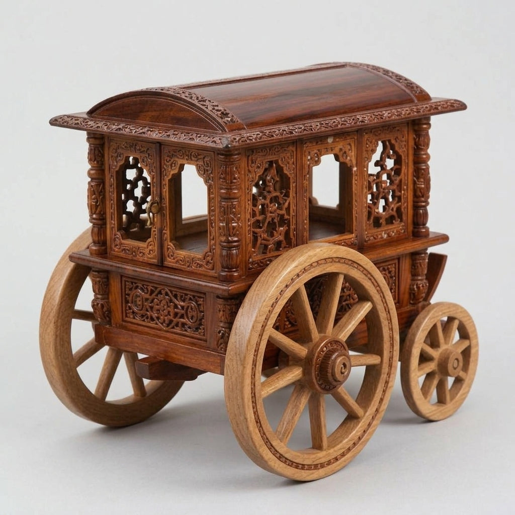 Handcrafted Wooden Royal Chariot Model