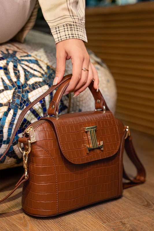 Hutton Leather Shoulder Bag for Women | Classic Turnlock Crossbody Purse