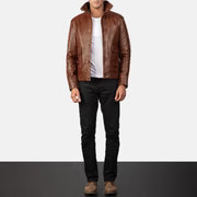 Columbus Brown Leather Bomber Jacket | Classic Everyday Style