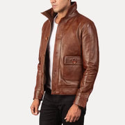 Columbus Brown Leather Bomber Jacket | Classic Everyday Style