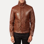 Columbus Brown Leather Bomber Jacket | Classic Everyday Style