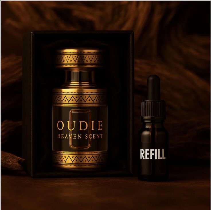 عطر أودي هي븐 سنت الفاخر مع عبوة إعادة تعبئة - عطر عود مركز خالٍ من الكحول