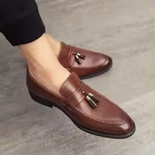 FA LUXE Chestnut Leather Tassel Loafers