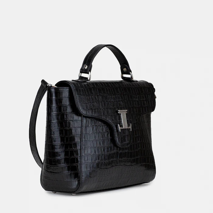 Simone Leather Shoulder Bag for Women | Elegant Curved Flap Handbag