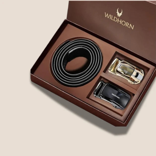 WildHorn® Men’s Leather Belt Gift Set