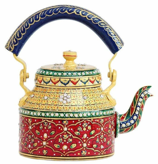 Handpainted Royal Blue Decorative Metal Kettle