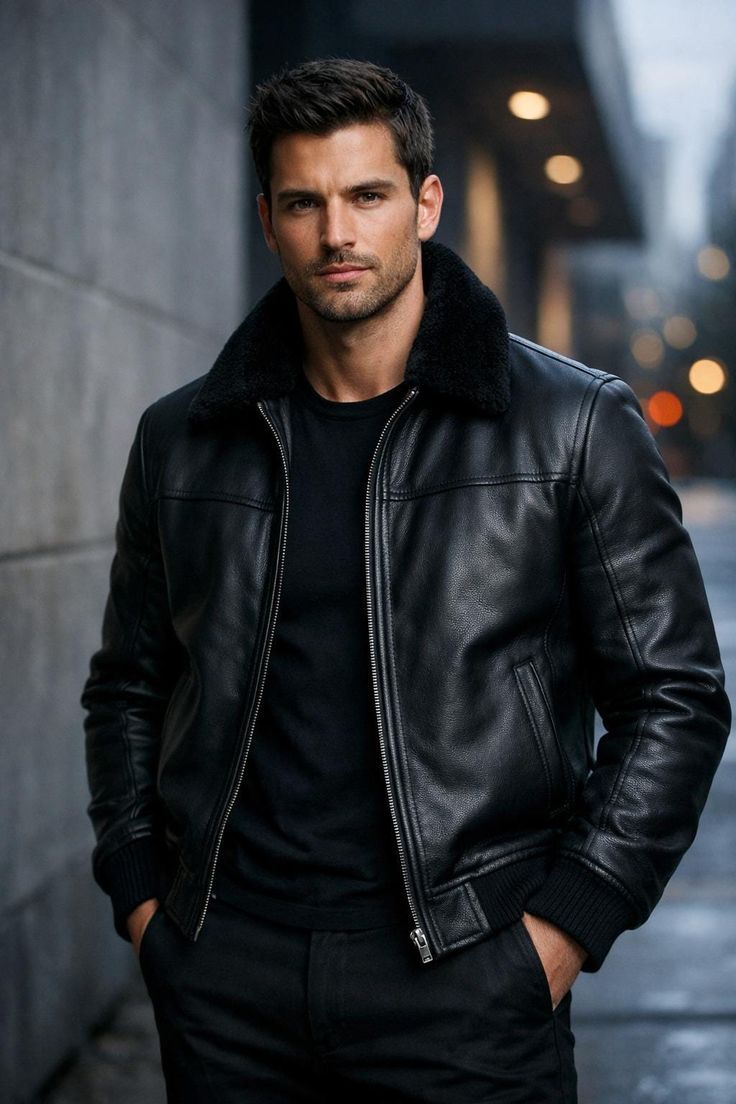 Men's Premium Black Leather Biker Jacket | FA LUXE Stylish Outerwear