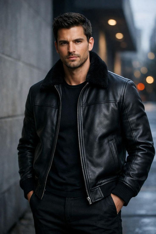 Men's Premium Black Leather Biker Jacket | FA LUXE Stylish Outerwear