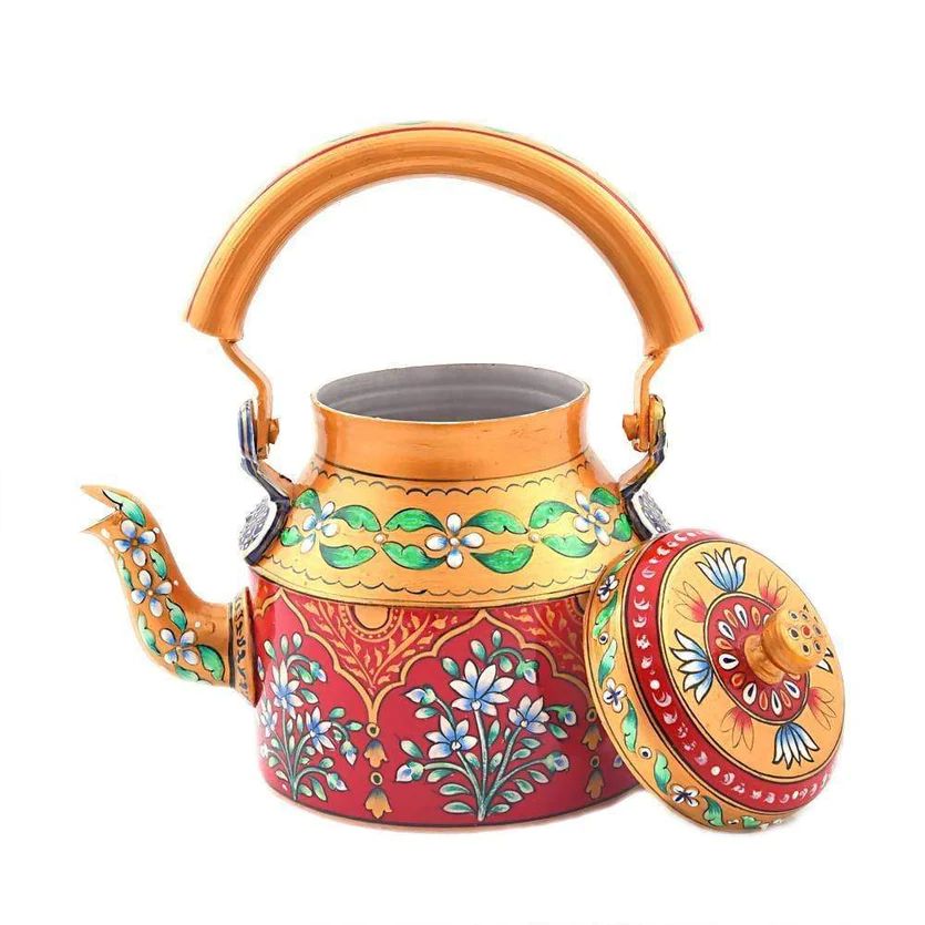 Handpainted Royal Blue Decorative Metal Kettle