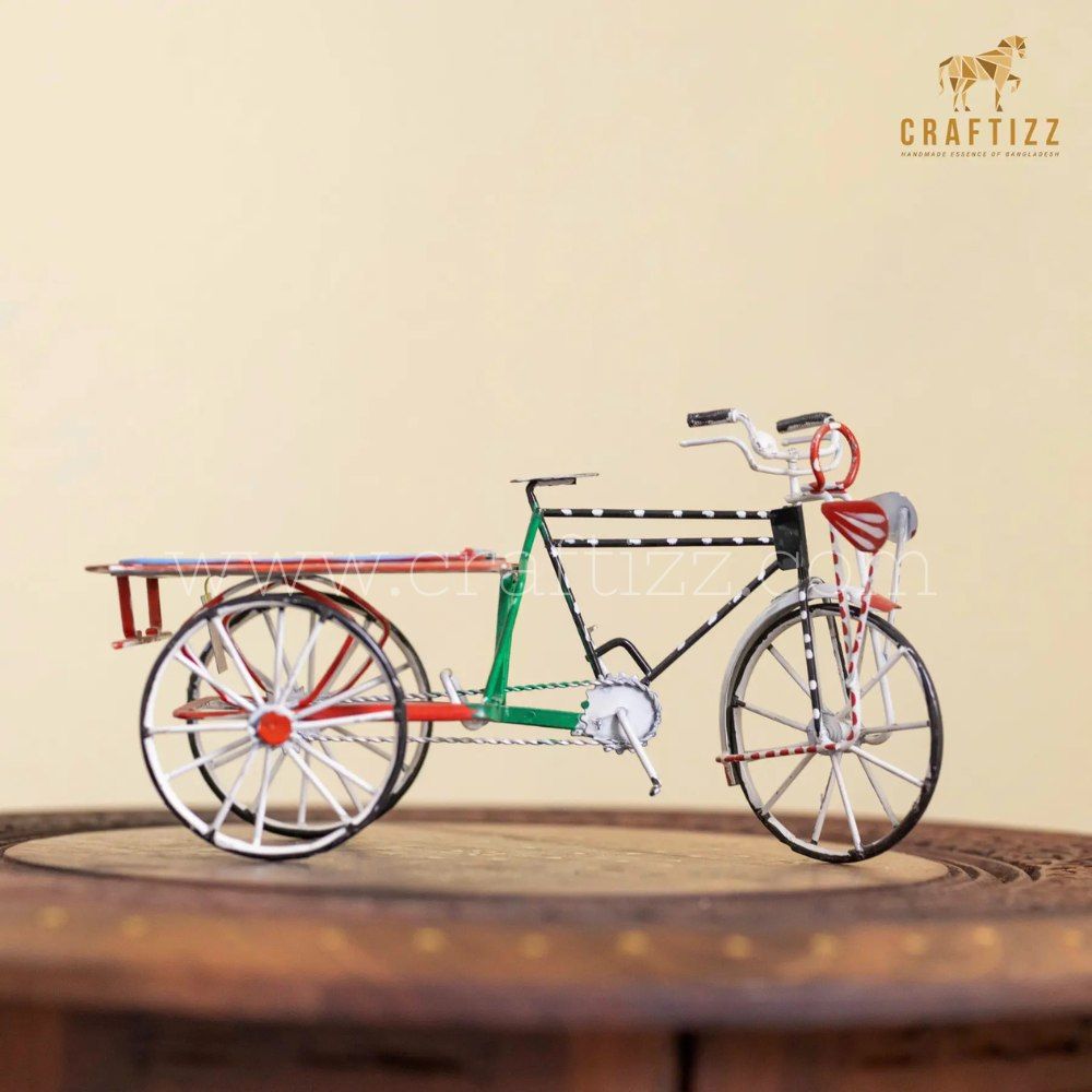 Handcrafted Metal Cargo Tricycle Model