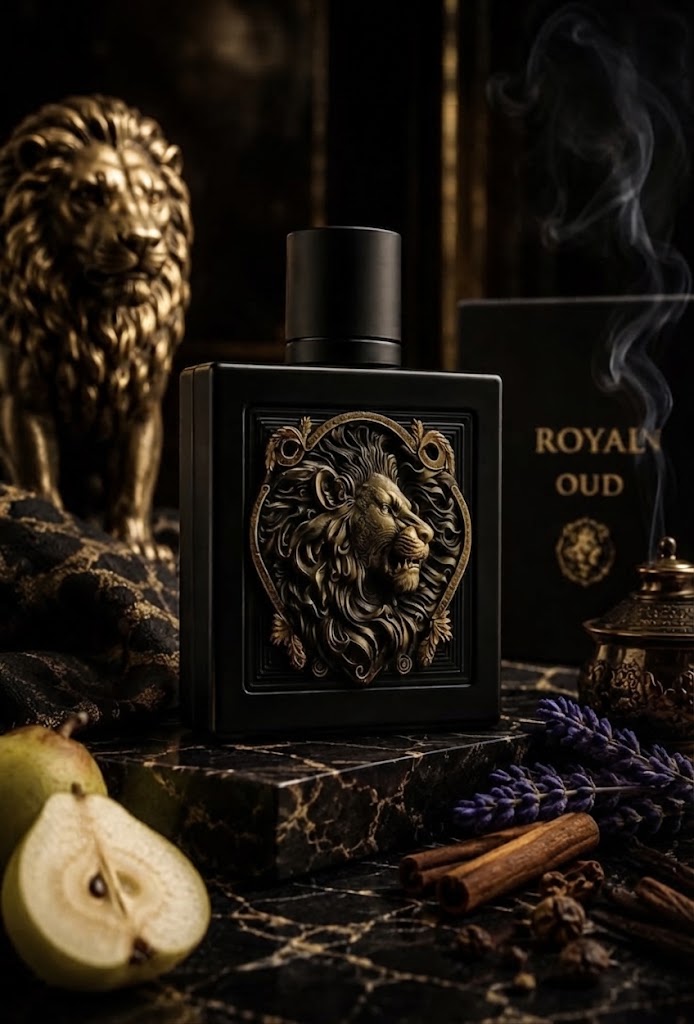 عطر رويال عود الفاخر برمز الأسد الملكي - عطر شرقي رجالي فخم