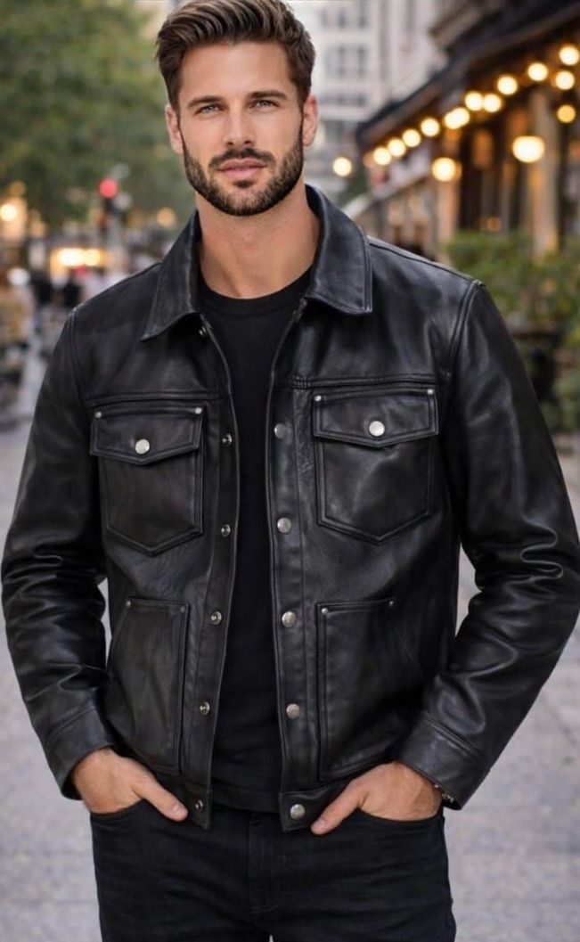 Men's Premium Black Leather Biker Jacket | FA LUXE Stylish Outerwear