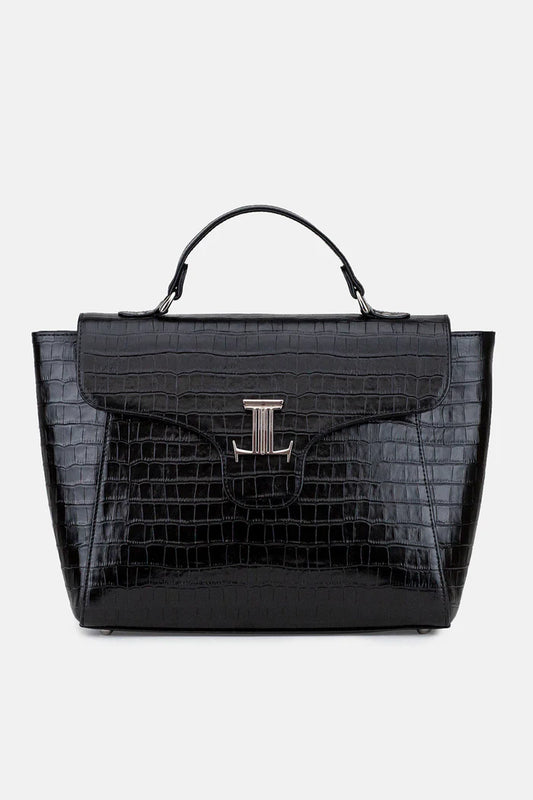 Simone Leather Shoulder Bag for Women | Elegant Curved Flap Handbag